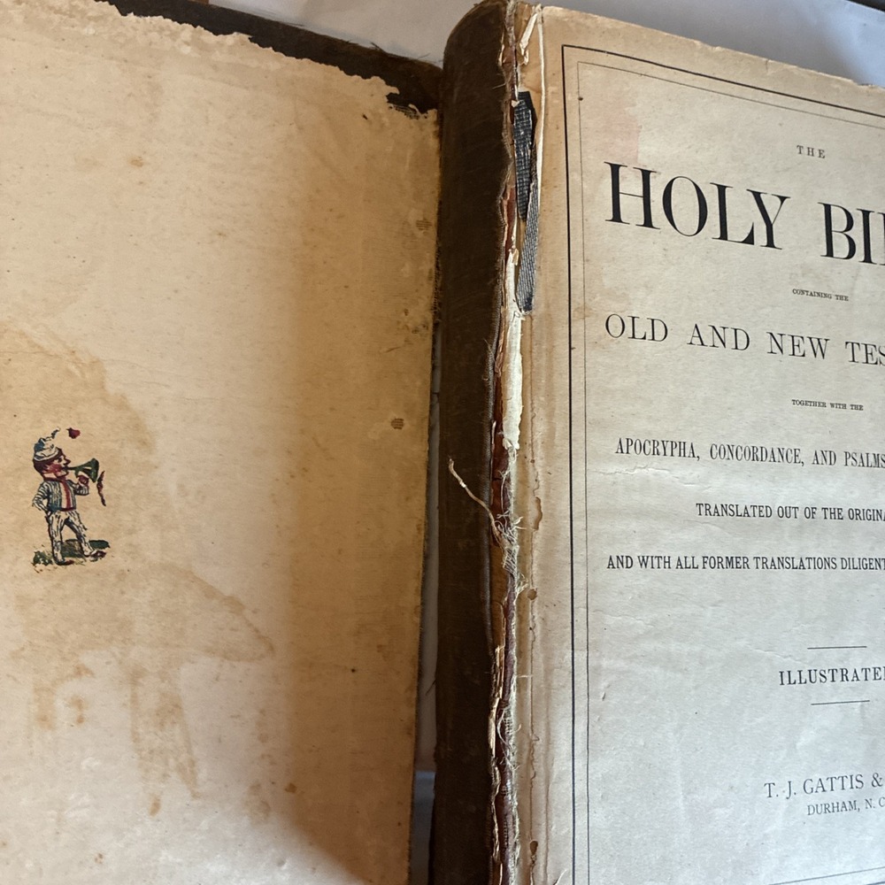 Antique 1892 Holy Bible By T.J. Gattis And Son, Durham, North Carolina - Picture 8 of 16